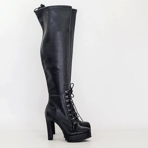 NEW ShoeDazzle  Over the knee Women Black Fall Winter Summer Ankle Boots Sz 7